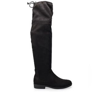 Black thigh high boots